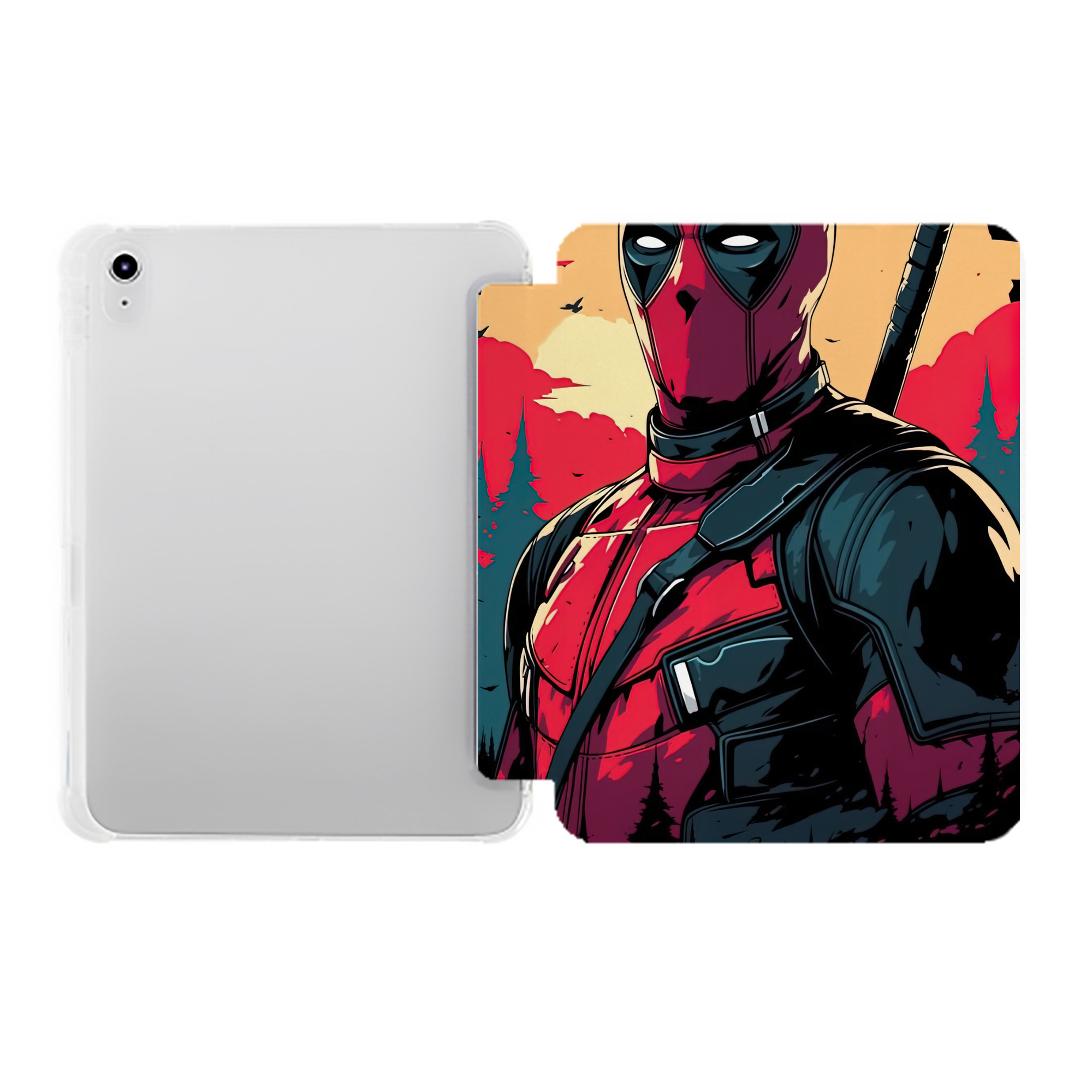 （画像用） Deadpool デッドプール IPad ケース ペン収納付き 三つ折りスタンド PUレザー×シリコン 対応機種9.5/10.5/10.9インチ